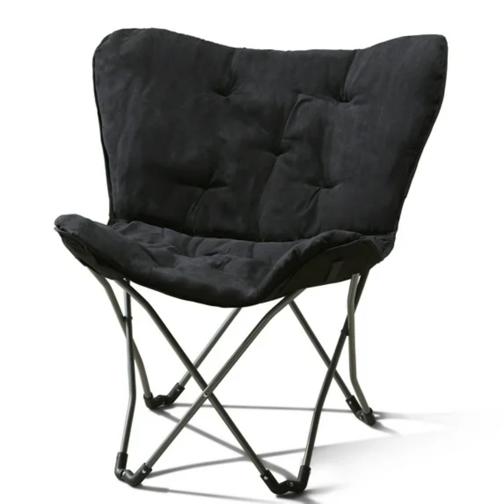 Micro Suede Fabric Butterfly Folding Chair, Black (Shipment from Walmart)