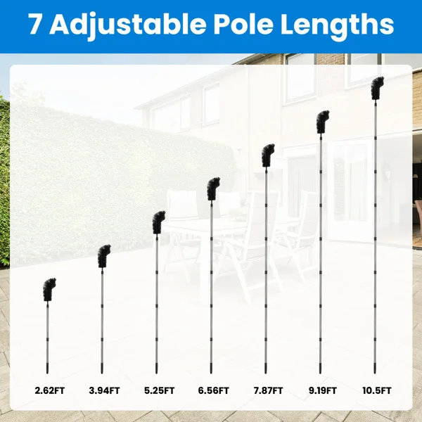 10.5FT Gutter Cleaning Brush With Telescoping Handle Rain Gutter Cleaner Extendable Gutter Cleaning Tool From The Ground with 2 Angled Brushes Anti-slip Gloves Goggles view 2