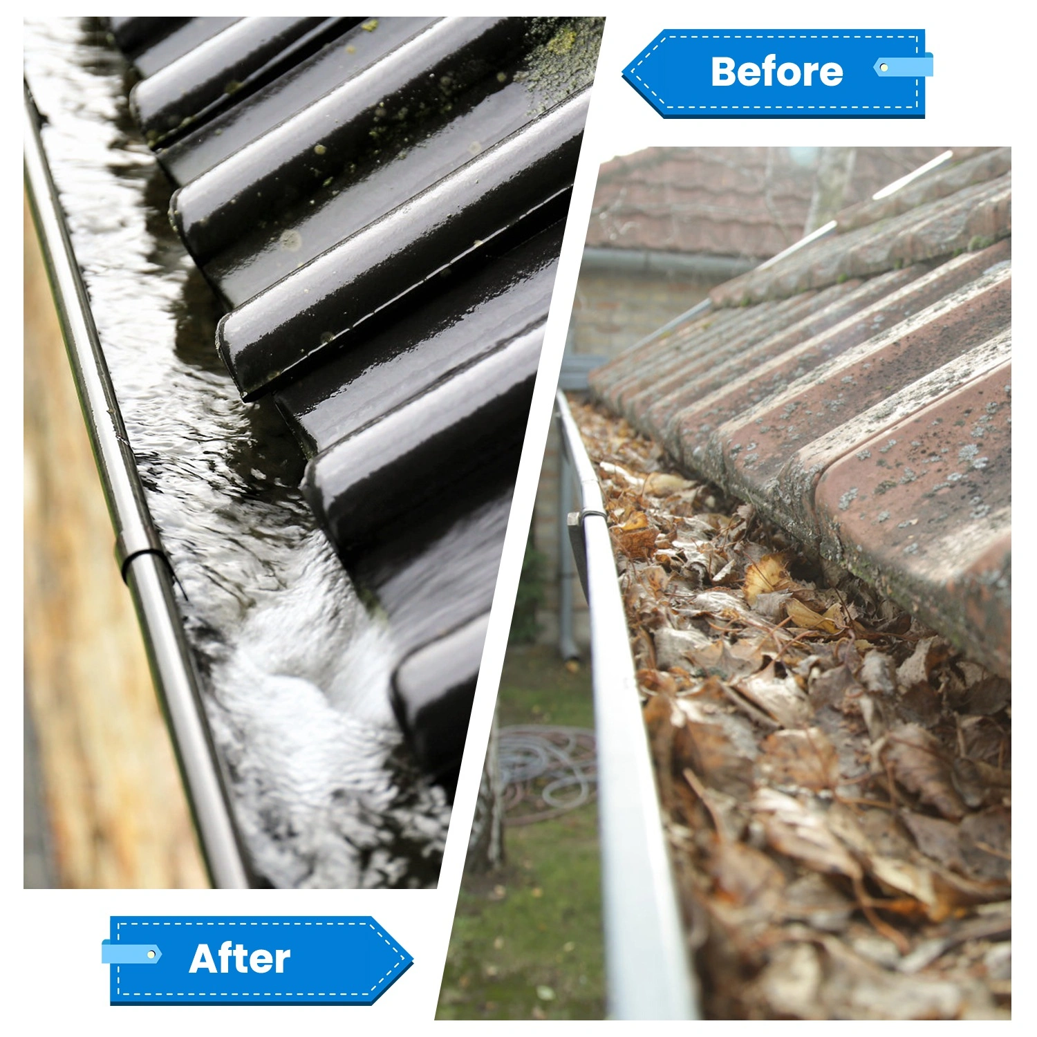 10.5FT Gutter Cleaning Brush With Telescoping Handle Rain Gutter Cleaner Extendable Gutter Cleaning Tool From The Ground with 2 Angled Brushes Anti-slip Gloves Goggles view 6