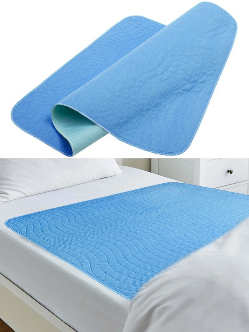 Blue Reusable Washable Bed Pads Incontinence Protection Sheets High Absorbency view 2