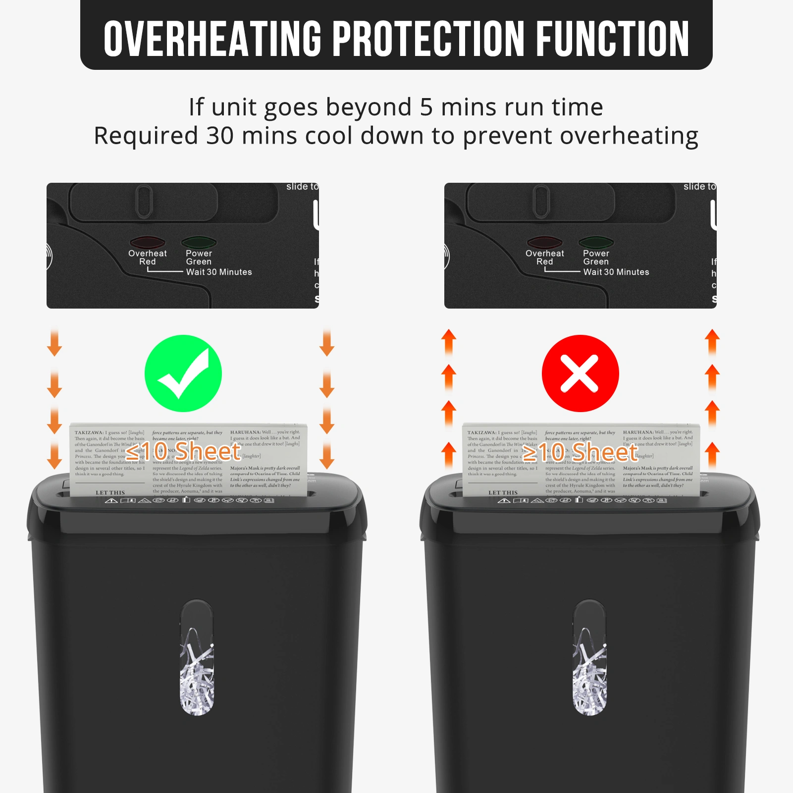 10-Sheet Strip Cut Paper Shredder, P-2 Security Level, 3.17-Gallon Basket, CD Credit Card Shredder, ETL Certified, Jam-Proof view 6