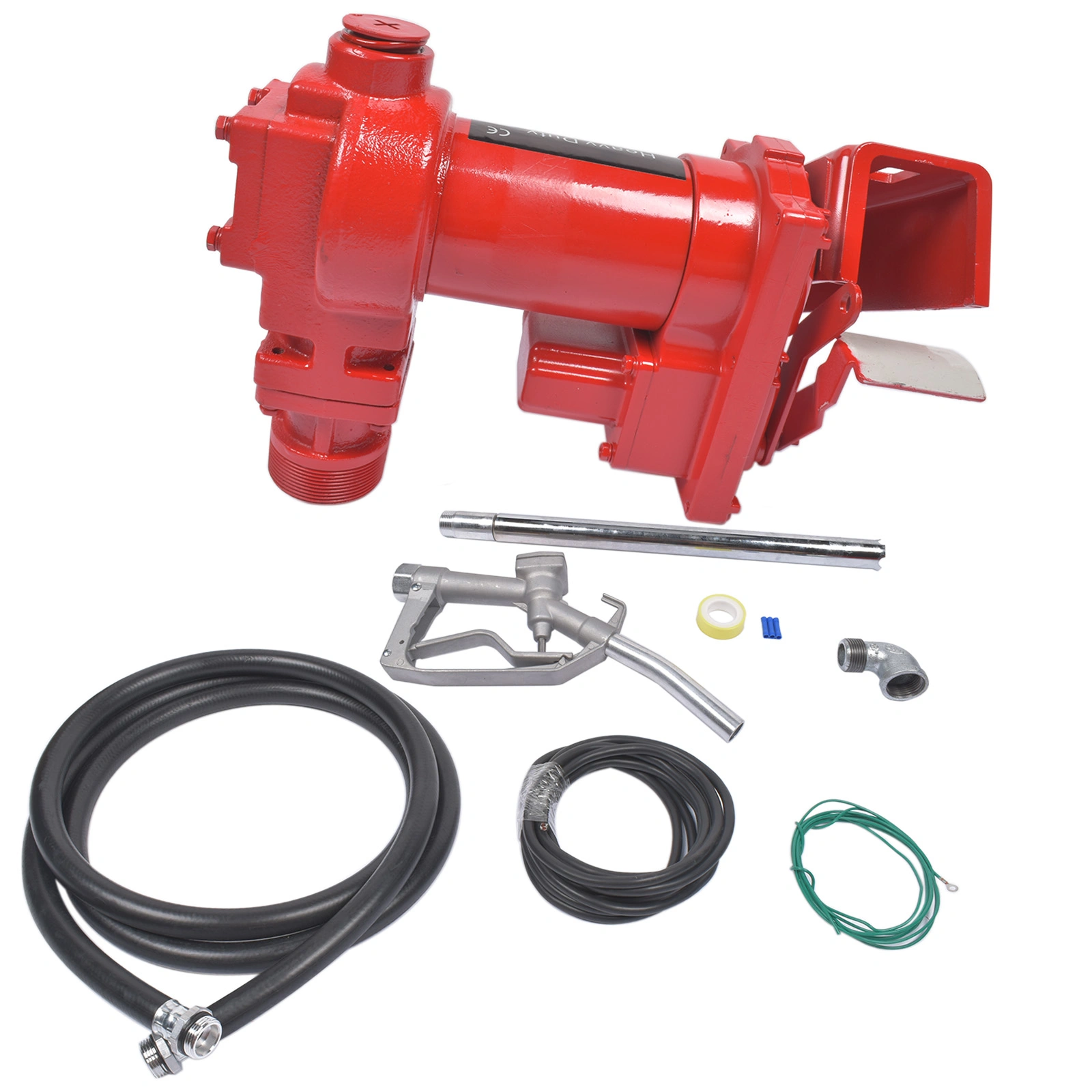 Red 12 Volt 20 GPM Fuel Transfer Pump w/ Nozzle Kit for Car Truck Tractor Diesel Gas Gasoline Kerosene High Quality view 2