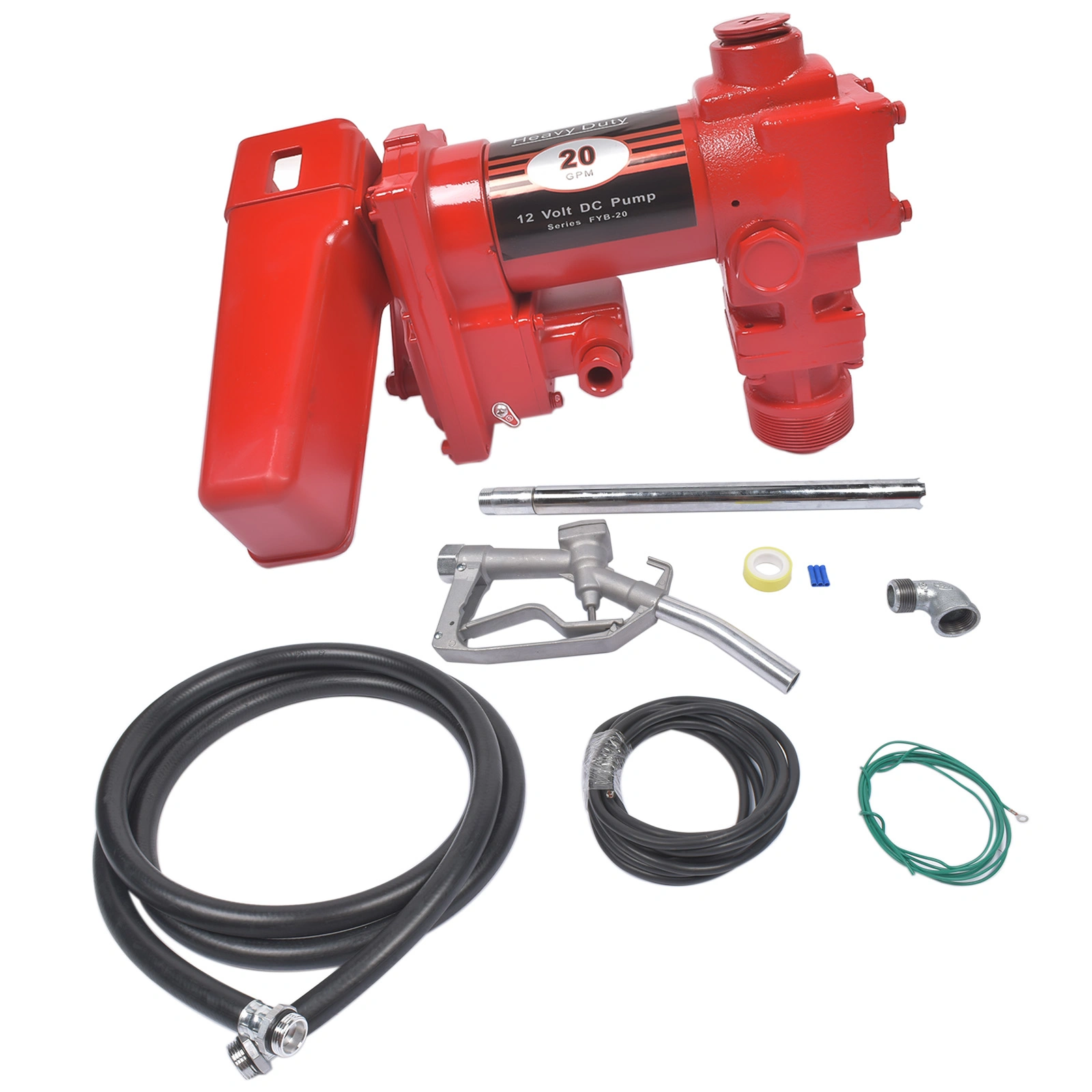 Red 12 Volt 20 GPM Fuel Transfer Pump w/ Nozzle Kit for Car Truck Tractor Diesel Gas Gasoline Kerosene High Quality view 3