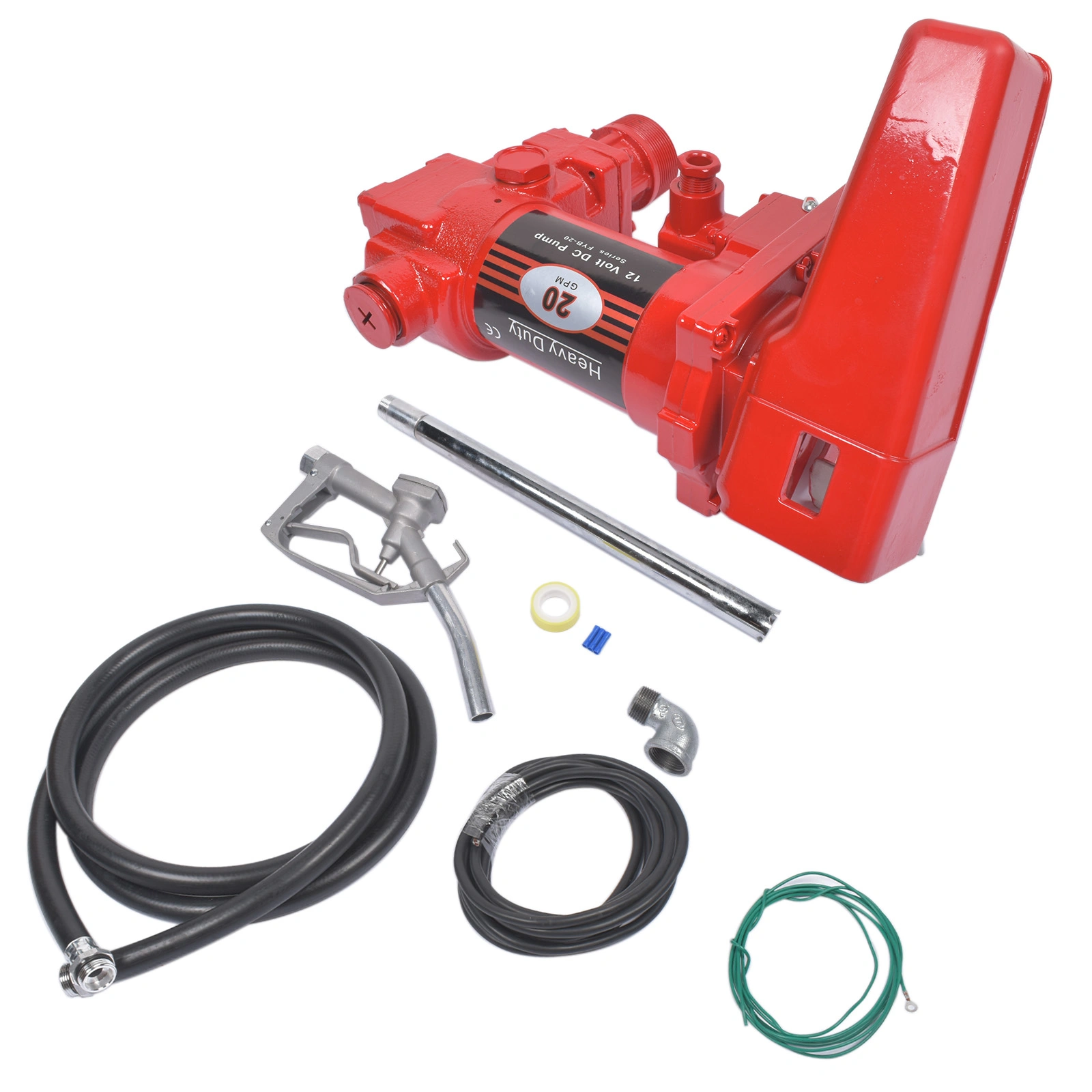 Red 12 Volt 20 GPM Fuel Transfer Pump w/ Nozzle Kit for Car Truck Tractor Diesel Gas Gasoline Kerosene High Quality view 5