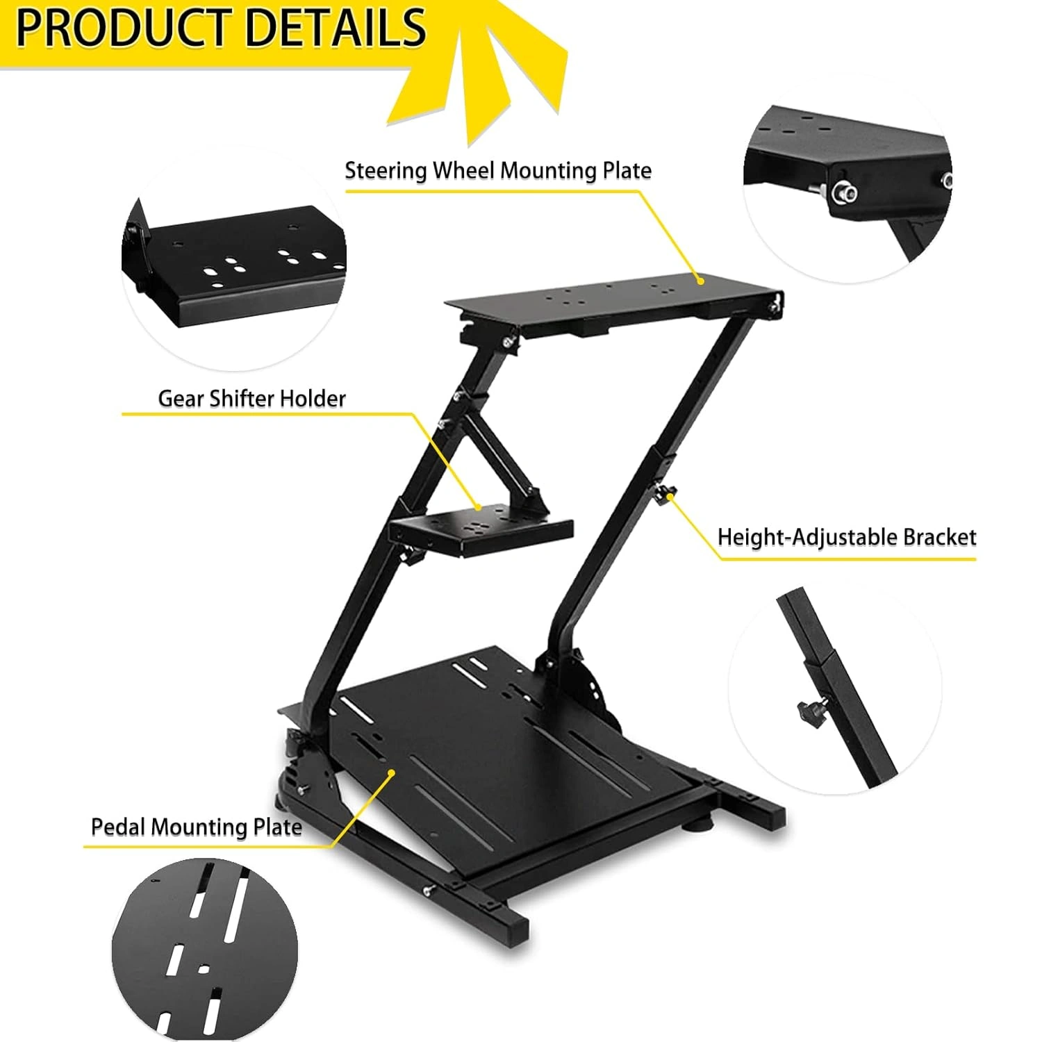 G29 G920 Racing Wheel Stand, Height Adjustable Foldable Steering Wheel Stand for Logitech G923 G25 G27 Thrustmaster T80 T150 TX F430 - Pedals NOT Included view 3