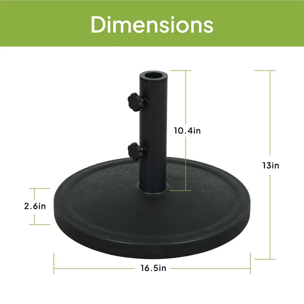 Outdoor 26lb Steel Round Umbrella Base, Black Finish view 3