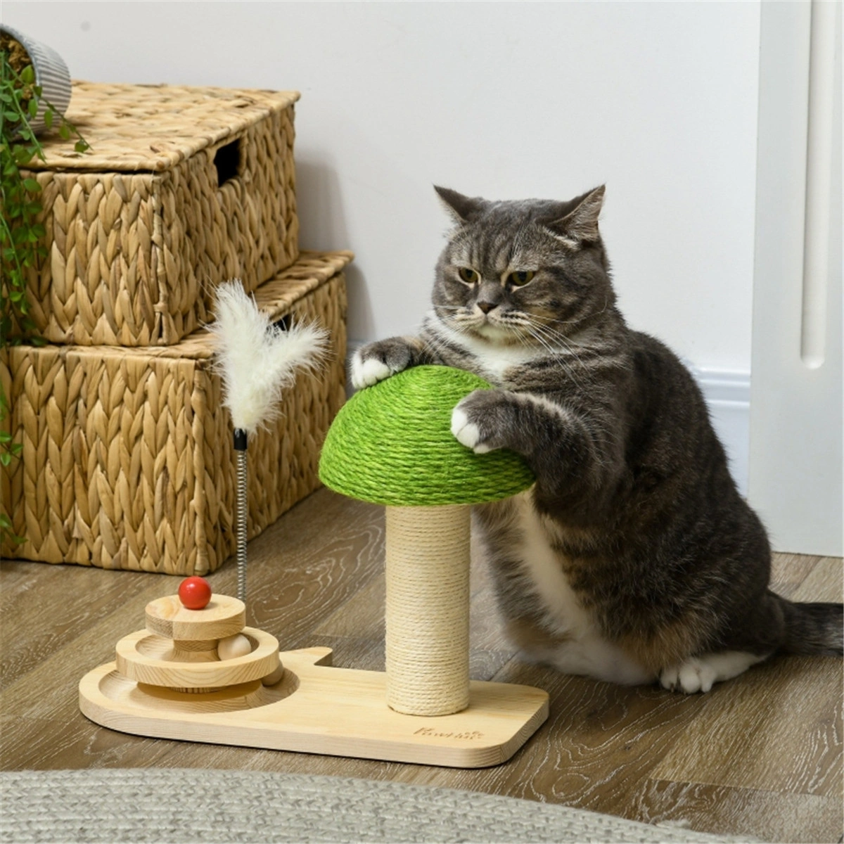 Premium Cat Scratching Post Tall Sisal Rope Scratcher Tower with Platform for Kittens