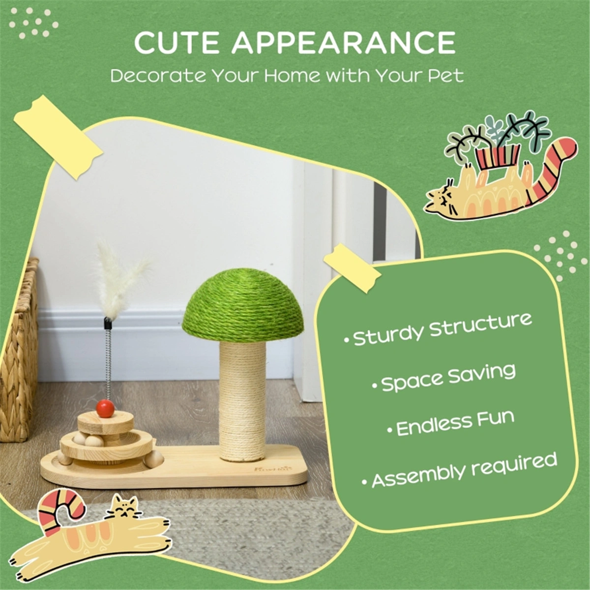 Premium Cat Scratching Post Tall Sisal Rope Scratcher Tower with Platform for Kittens view 3