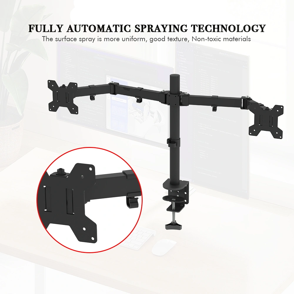 13-27 Inch Double Pendulum TV Stand TSNS-03, Large Base 8kg, VESA 100x100, 90° Tilt, 360° Rotation view 2