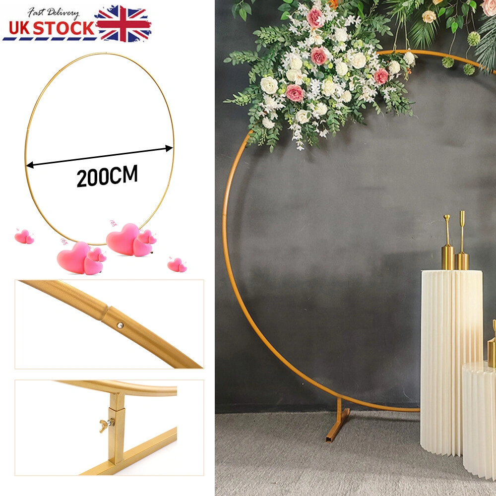 2M Round Gold Balloon Arch Backdrop Stand Frame Flower Display for Wedding Party Decor