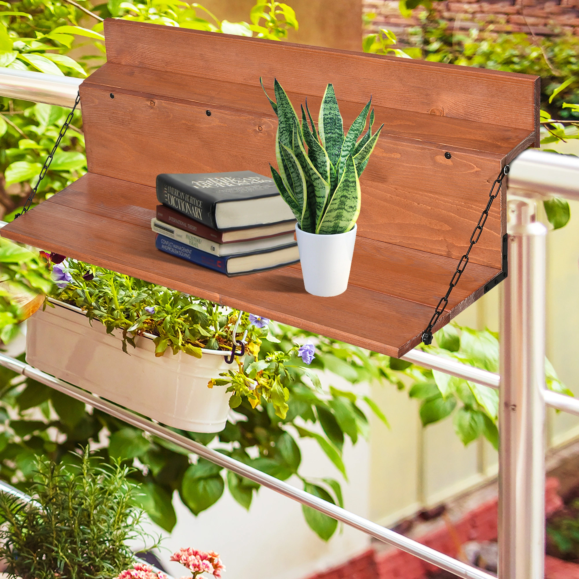 Grill Railing Hanging Table - Universal Fit BBQ Side Shelf for Outdoor Cooking, Deck & Patio