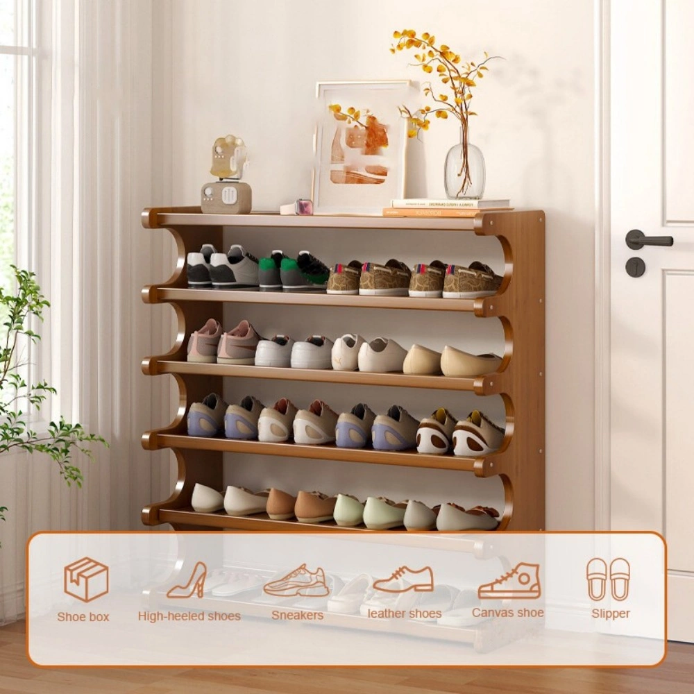 6 Tier Wooden Shoe Rack Cabinet with Storage Shelves, Tall Footwear Organizer Stand for Entryway UK view 4