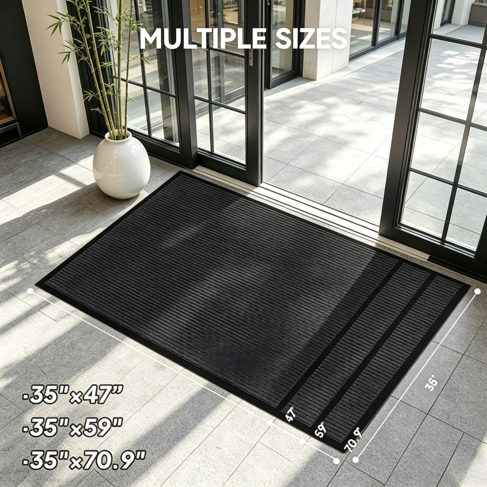 Heavy Duty Commercial Entrance Mat Dark Gray PVC Composite Floor Protector 90x120x0.7cm Indoor Outdoor Anti-Slip Door Mat