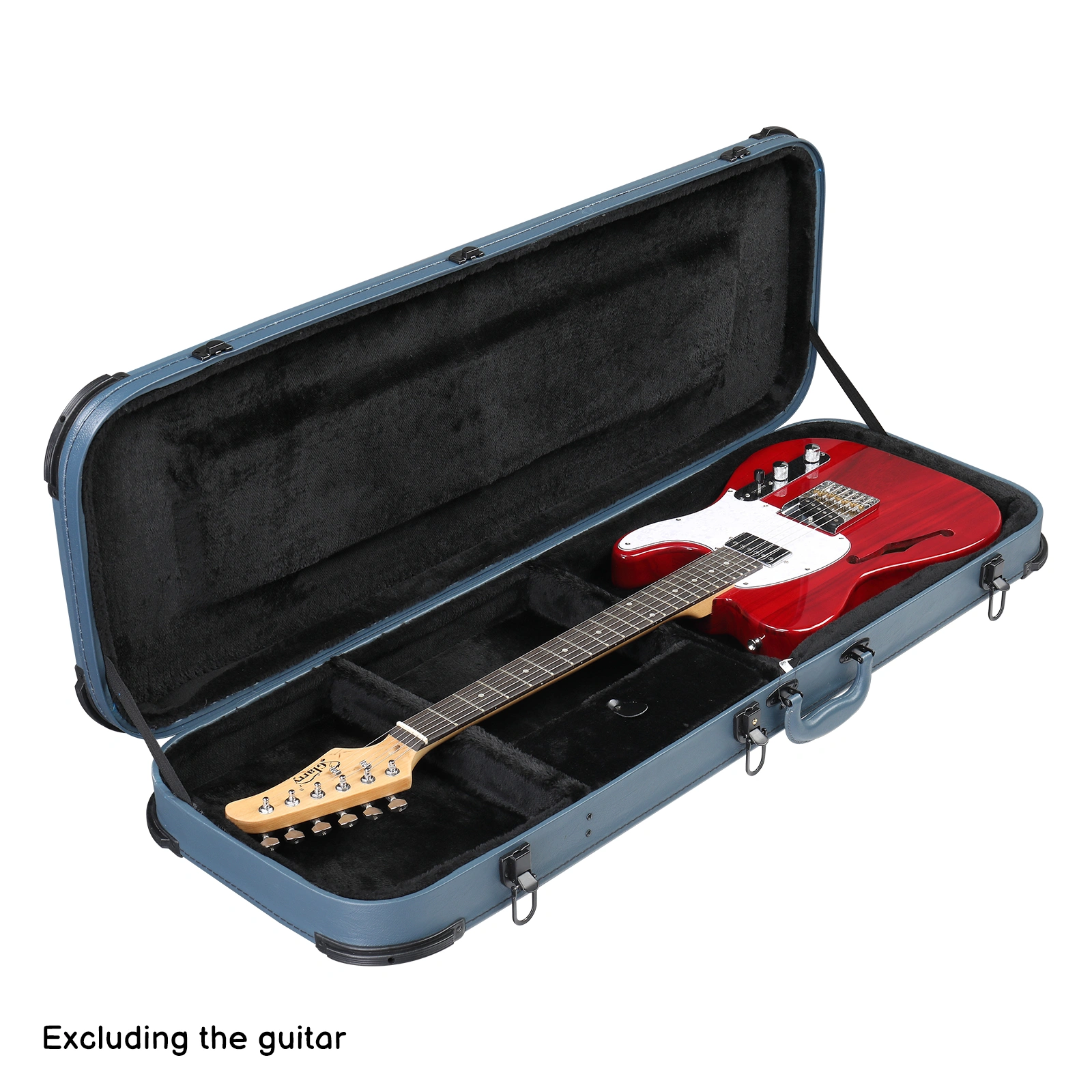 Electric Guitar Square PU Hard Case with Protective Sleeve Fits ST TL Burning fire 170 Style Electric Guitar Blue view 5