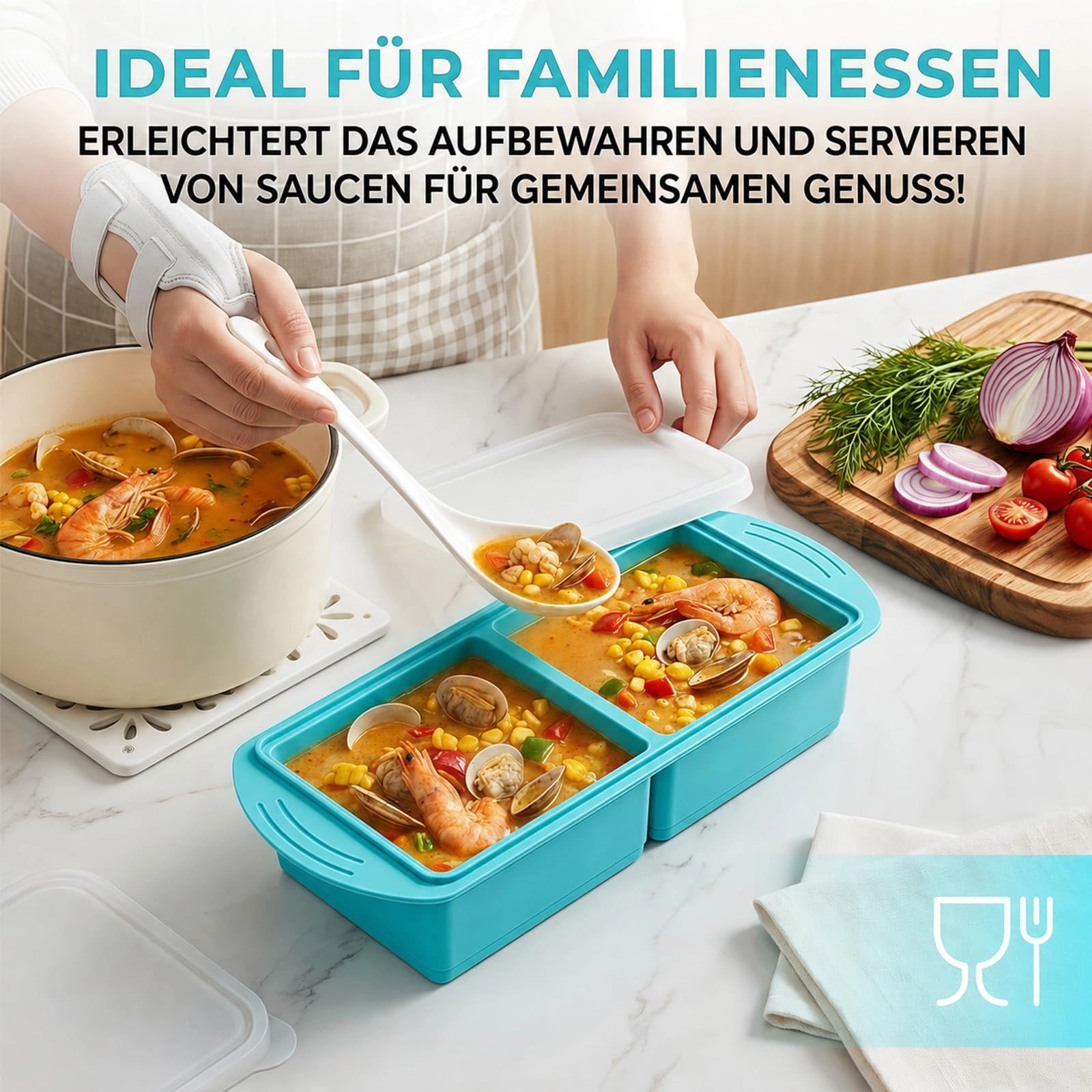 2 Pack Extra Large 500ml Silicone Freezer Tray with Lid, BPA-Free Soup Storage Container for Broth, Sauce, Baby Food view 4
