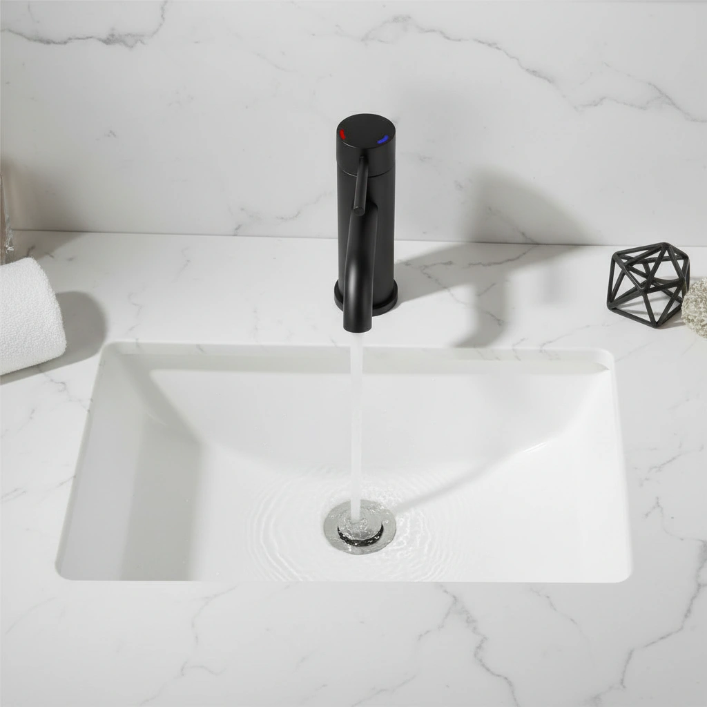 Single Handle Bathroom Faucet Lavatory Faucet Stainless Steel Single Hole-T10, Matte Black view 6