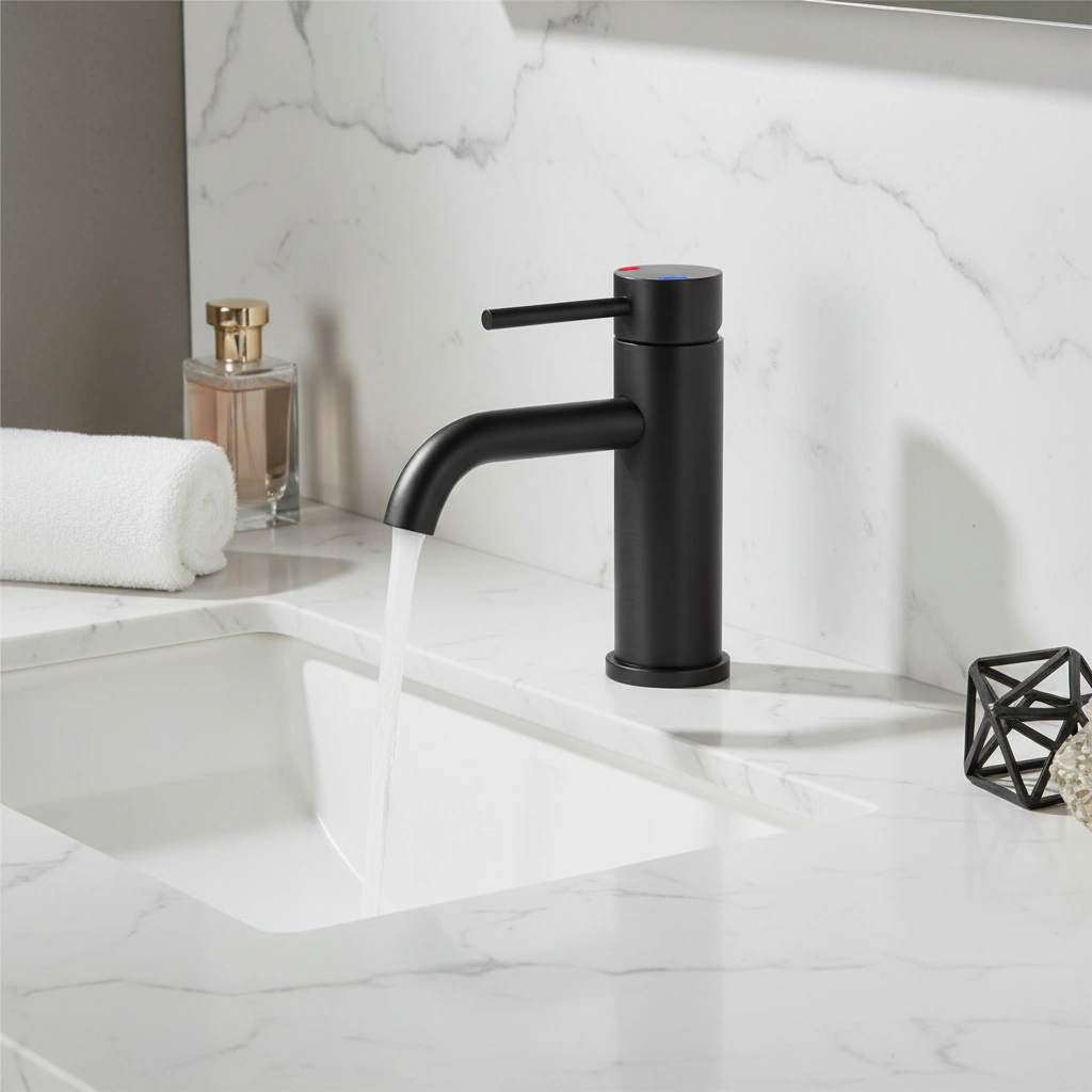 Single Handle Bathroom Faucet Lavatory Faucet Stainless Steel Single Hole-T10, Matte Black view 7