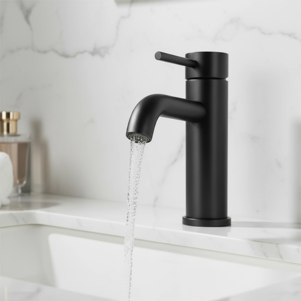 Single Handle Bathroom Faucet Lavatory Faucet Stainless Steel Single Hole-T10, Matte Black view 9