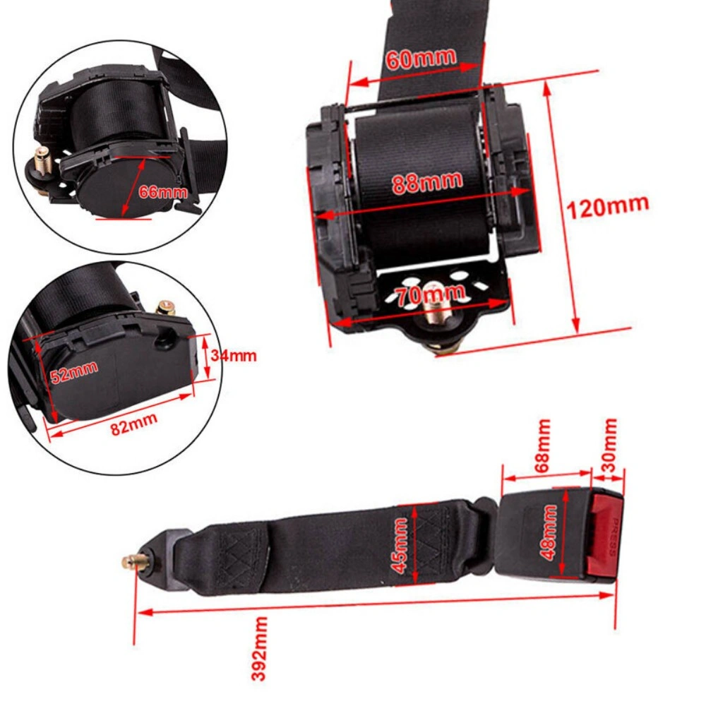 Universal 3-Point Inertia Seat Belt Kit for Car & Truck Adjustable Safety Harness view 3