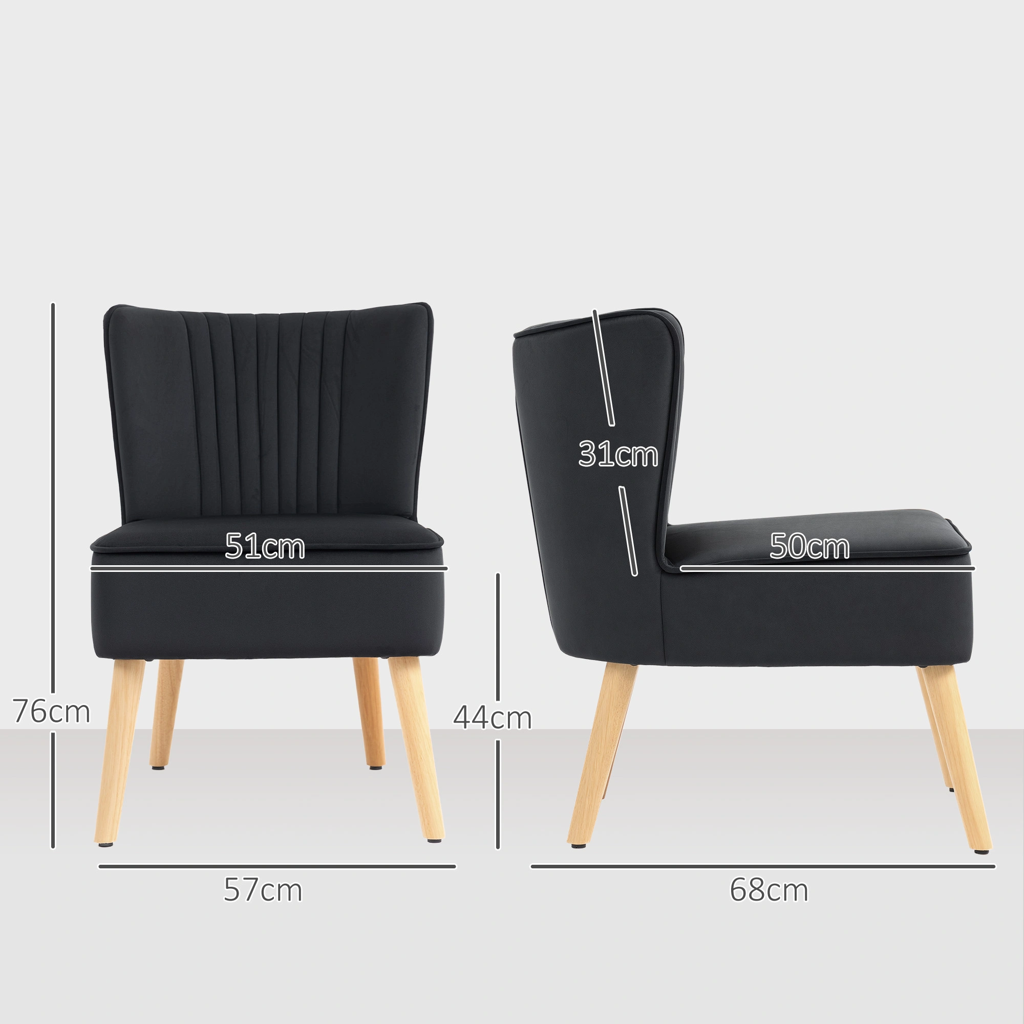 Modern Living Room Chairs Set of 2, Upholstered Accent Armchair with Solid Wood Legs, Gray Fabric Lounge Chair for Bedroom, Living Room, Office view 2