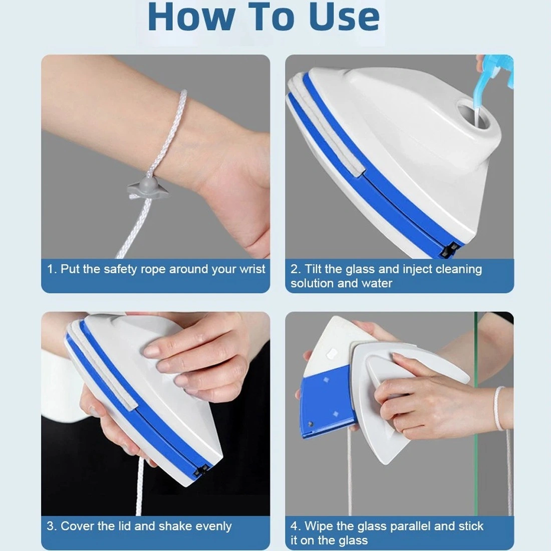 Magnetic Window Cleaner Double Sided, Indoor & Outdoor Glass Washer with Magnet Cleaning view 3