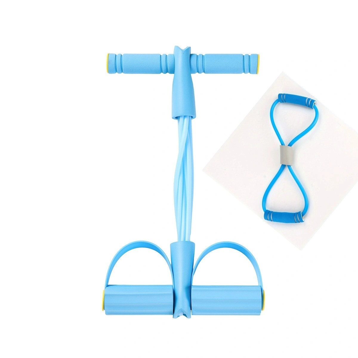 6 Tube Fitness Resistance Band Exercise Trainer Pull Rope with Door Anchor Foot Pedal Blue view 4