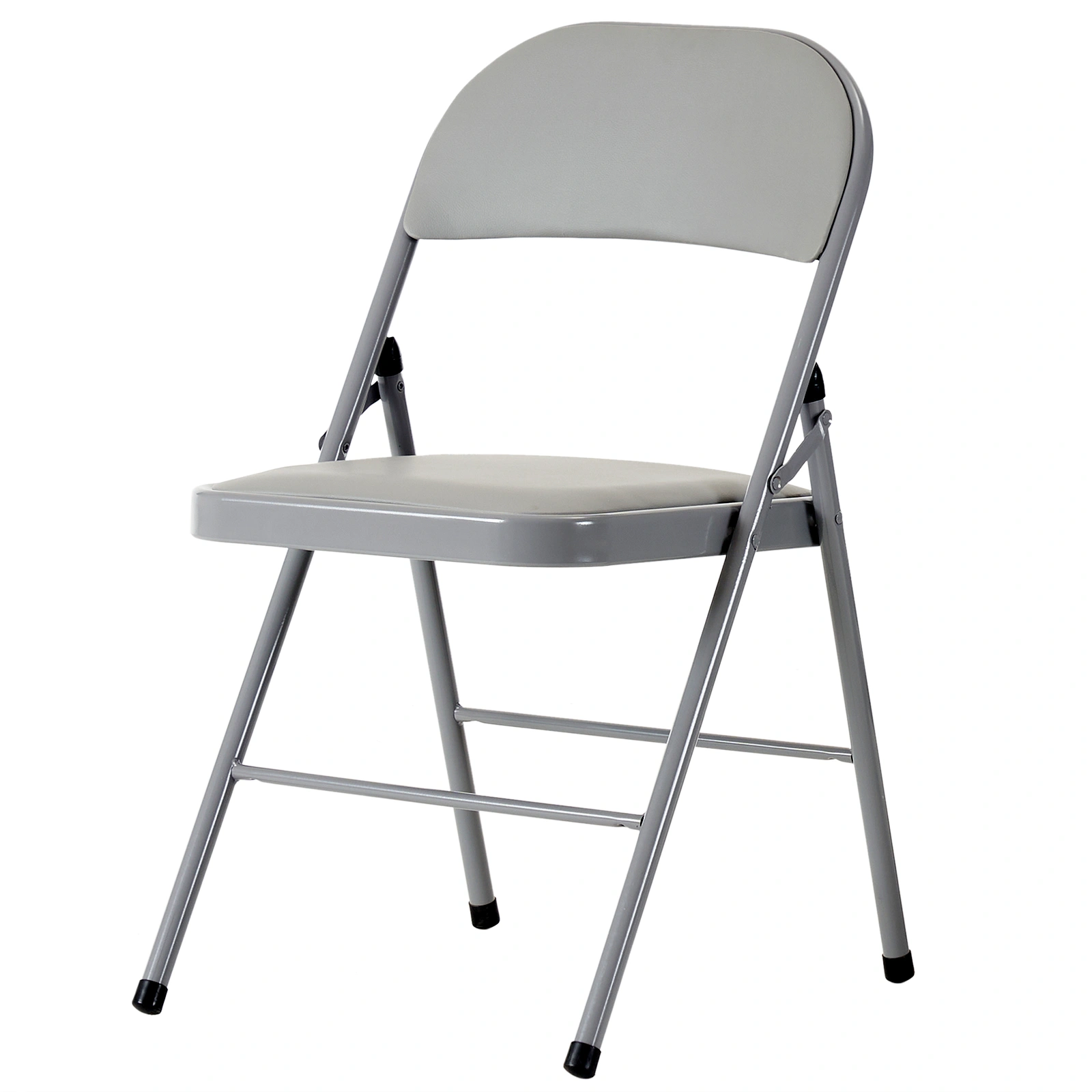 4pcs Elegant Foldable Iron & PVC Chairs for Convention & Exhibition Gray view 11