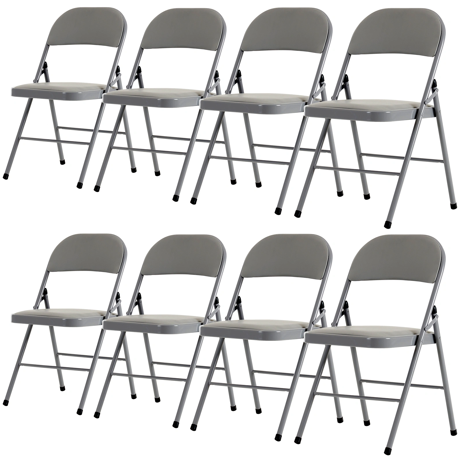 4pcs Elegant Foldable Iron & PVC Chairs for Convention & Exhibition Gray view 19