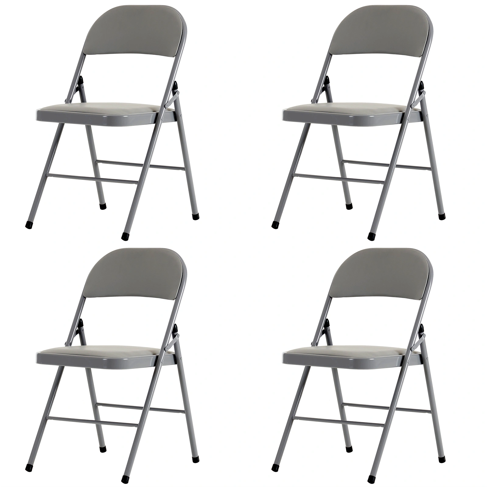 4pcs Elegant Foldable Iron & PVC Chairs for Convention & Exhibition Gray view 2