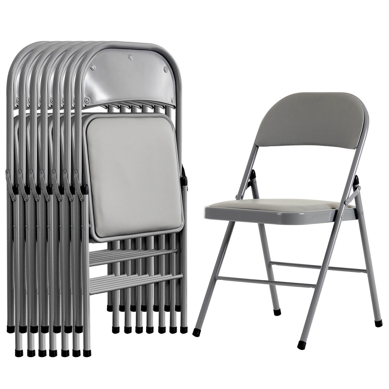 4pcs Elegant Foldable Iron & PVC Chairs for Convention & Exhibition Gray view 21