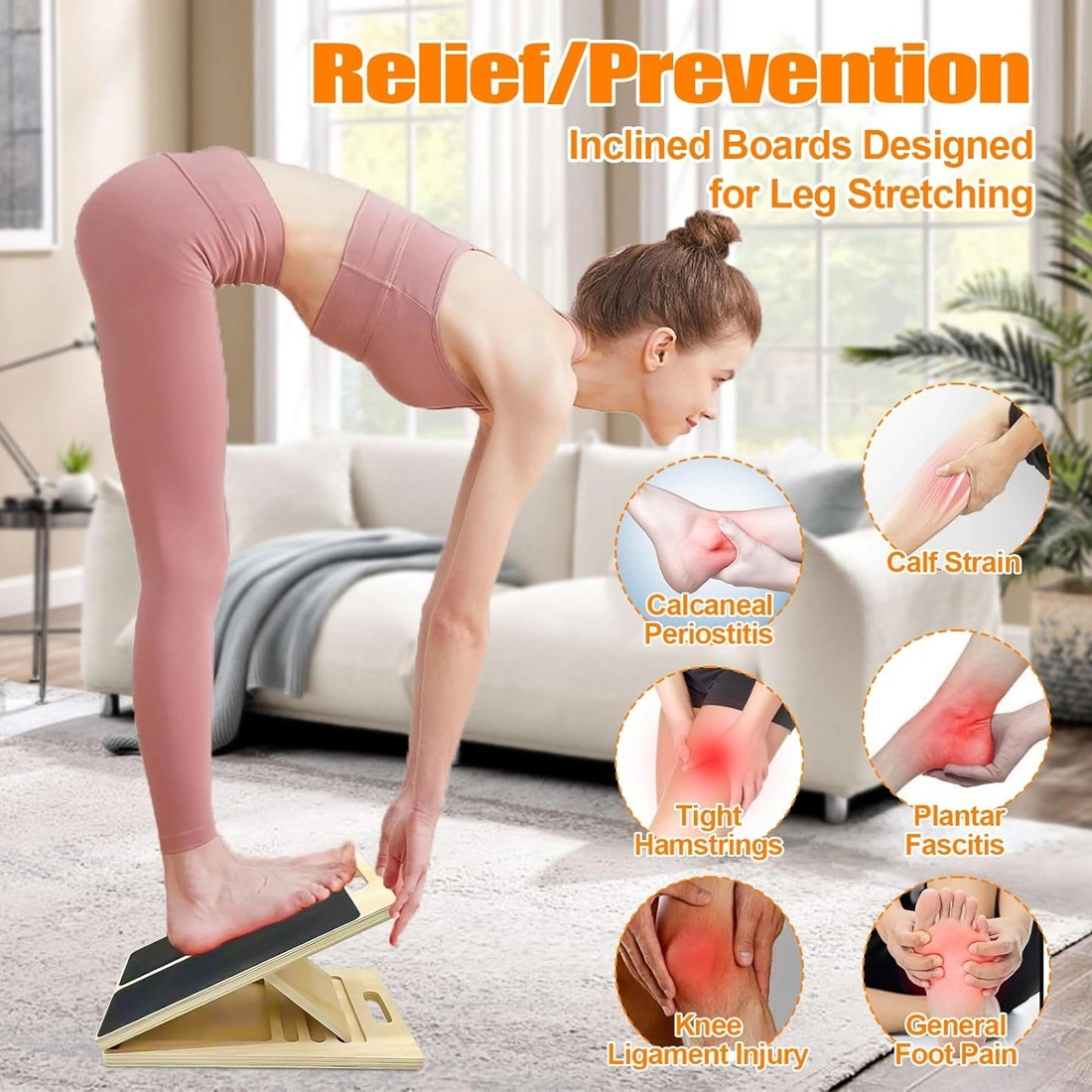 Wooden Slant Board Calf Stretcher - Folded Yoga Workout Incline Board for UK