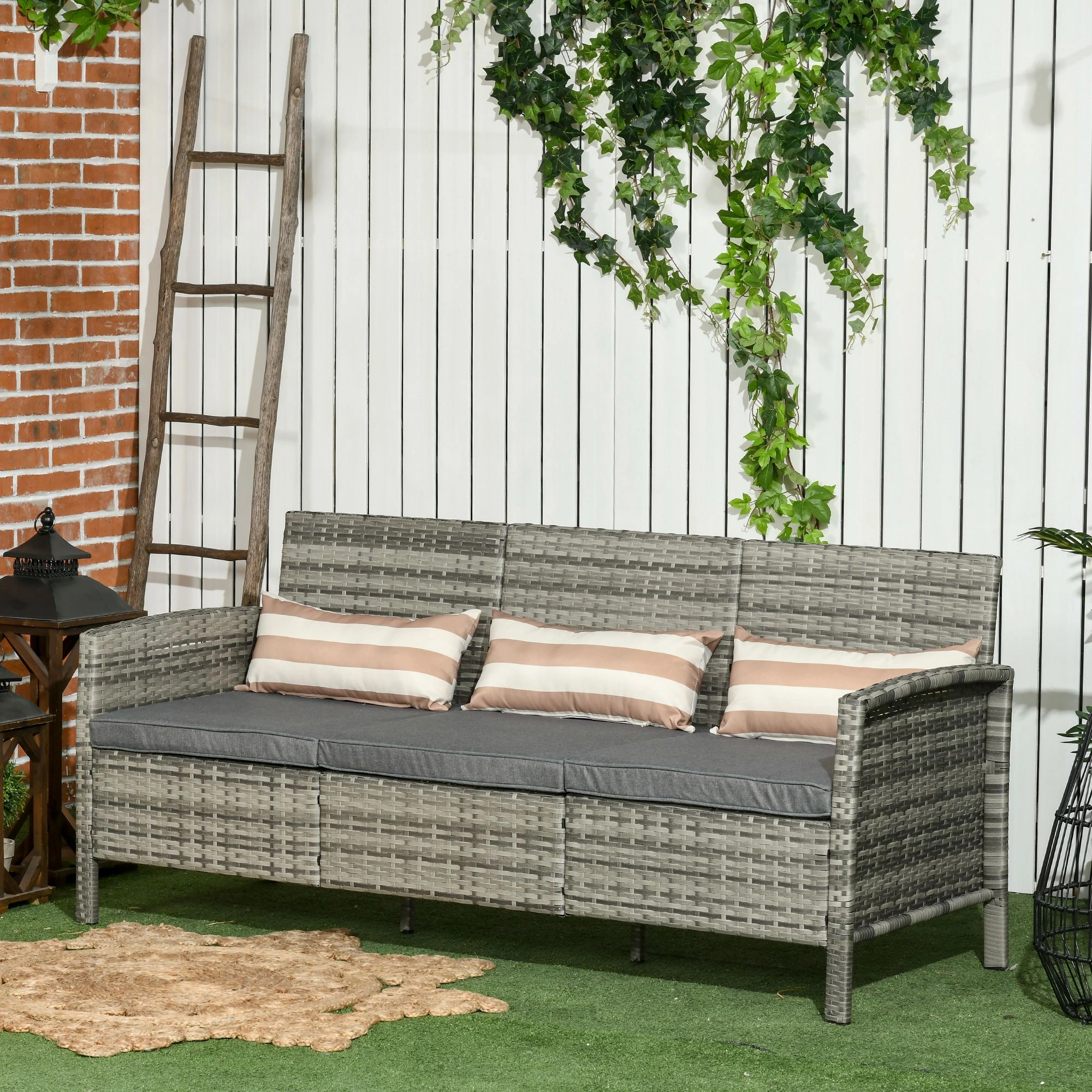 Modern Patio Furniture Sectional Outdoor Garden Chair Aluminum Frame Rain-Resistant Cushion Set