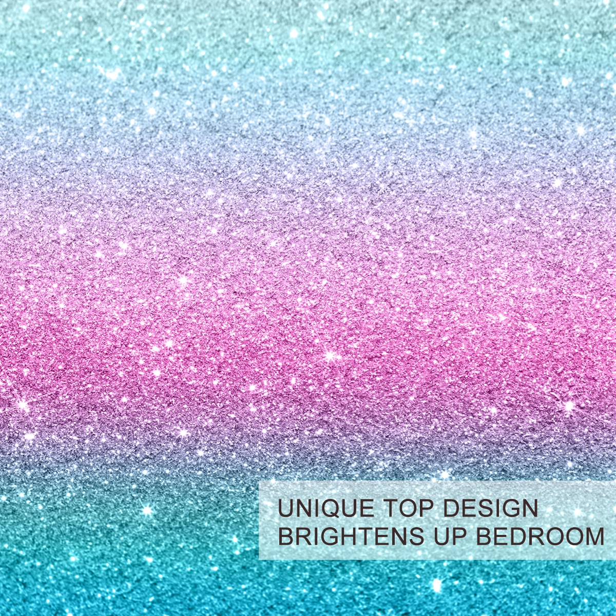 Glitter Duvet Cover 3 Piece Set Queen Size, Turquoise Blue Pink Purple Pastel Colorful Bedspread Comforter Cover Set for Girls Trendy Sparkly Bedding view 3