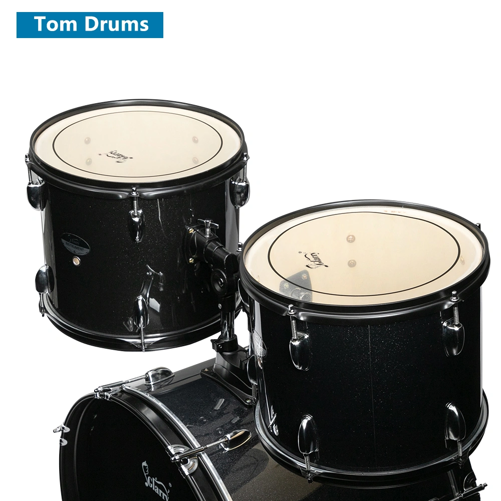 Full Size Adult Drum Set 5-Piece Black with Bass Drum, two Tom Drum, Snare Drum, Floor Tom, 16" Ride Cymbal, 14" Hi-hat Cymbals, Stool, Drum Pedal, Sticks view 15