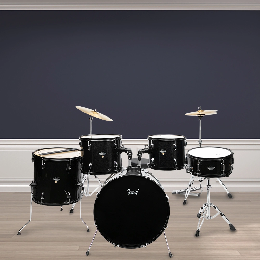 Full Size Adult Drum Set 5-Piece Black with Bass Drum, two Tom Drum, Snare Drum, Floor Tom, 16" Ride Cymbal, 14" Hi-hat Cymbals, Stool, Drum Pedal, Sticks view 35