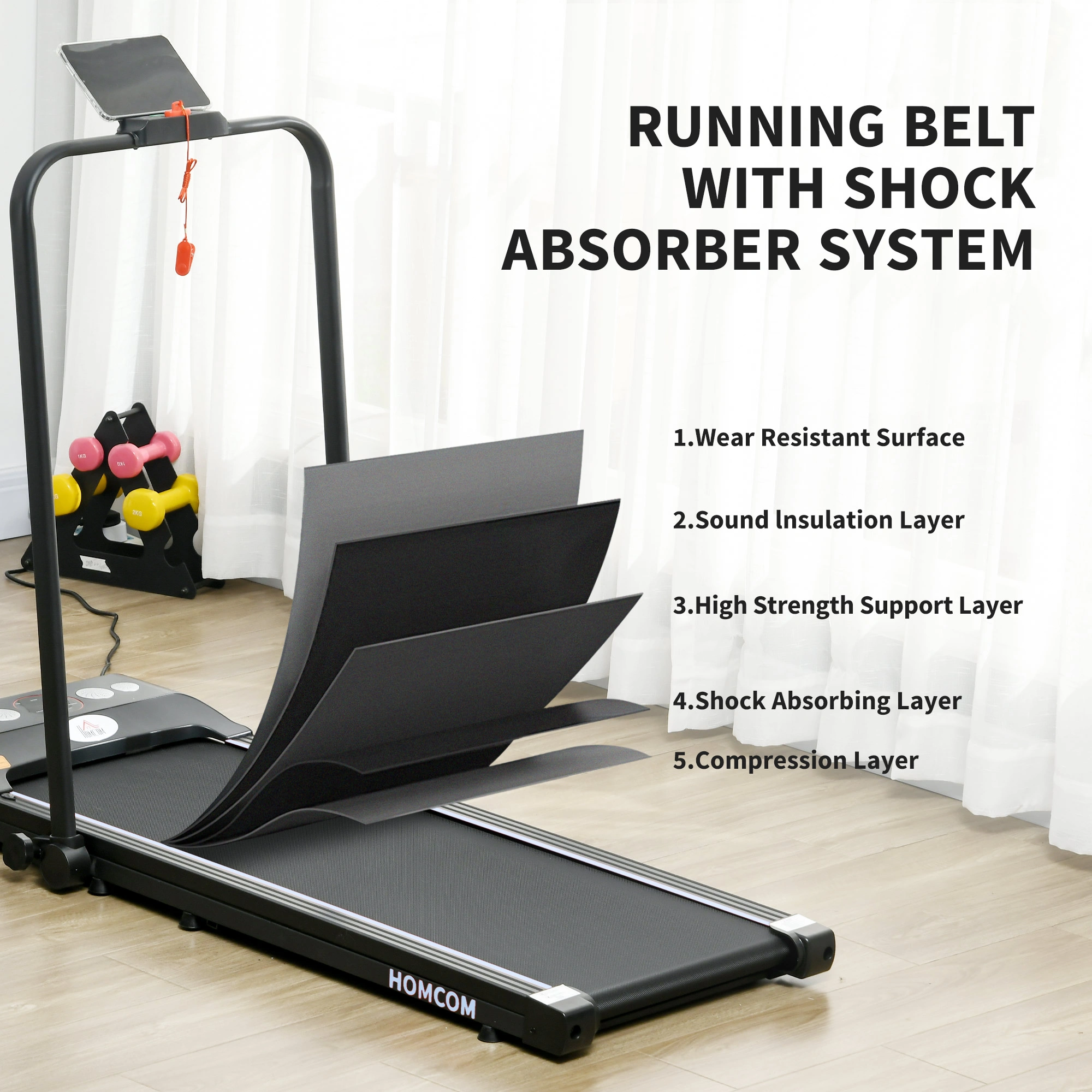 Electric Walking Treadmill Under Desk, Portable Folding Exercise Machine for Home Office view 2