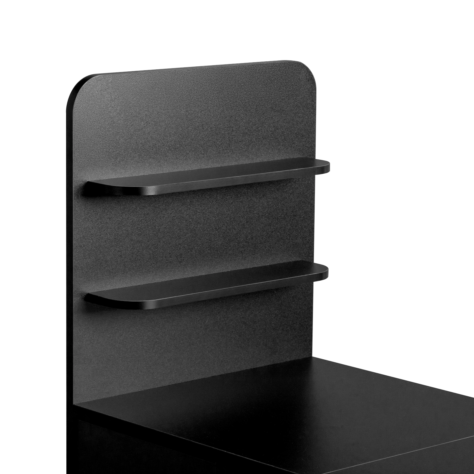 Black MDF Folding Nail Desk with 2 Drawers, Cabinet Door & Storage Shelf view 9