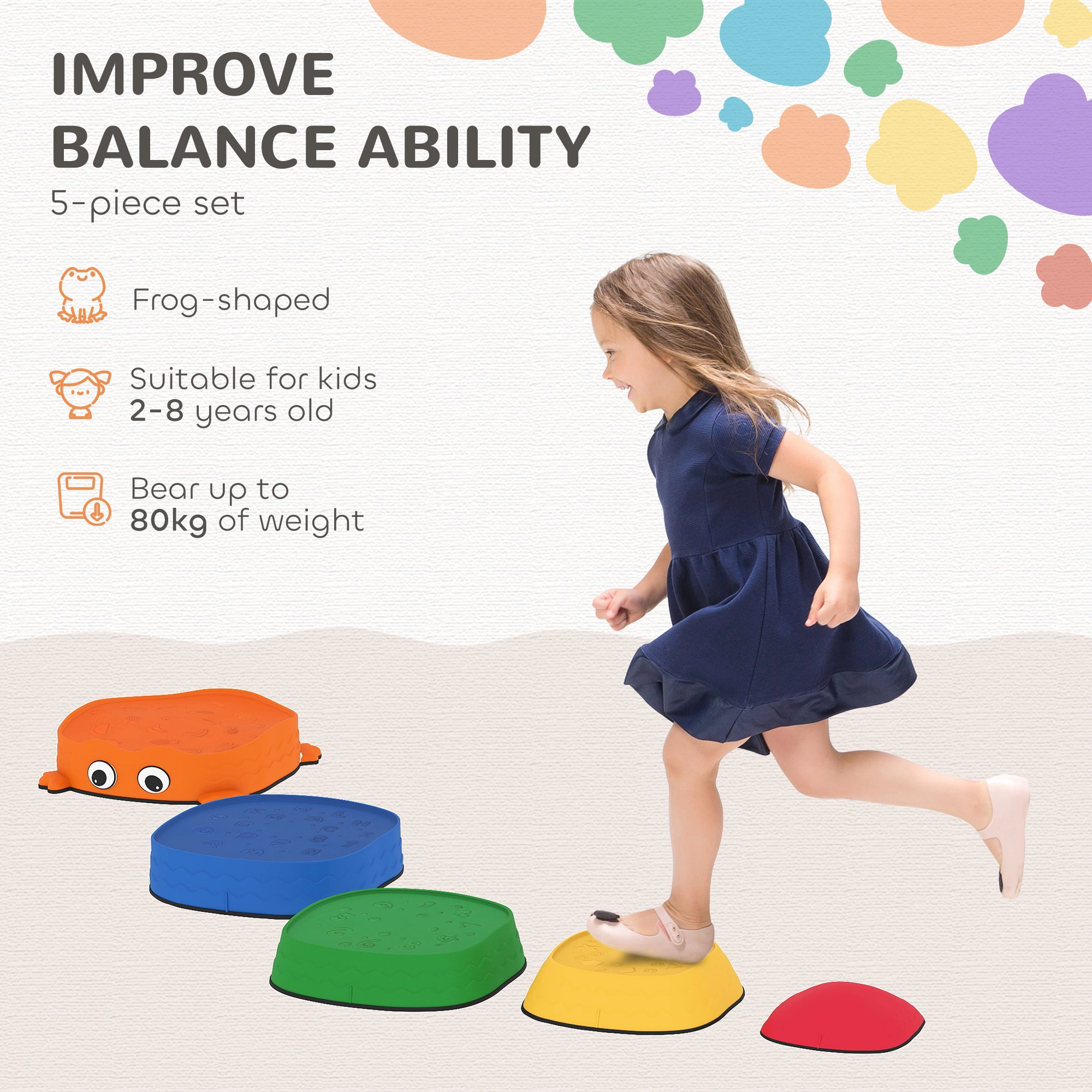 Balance Stepping Stones for Kids, Indoor Outdoor Sensory Motor Skills Development Play Equipments view 4