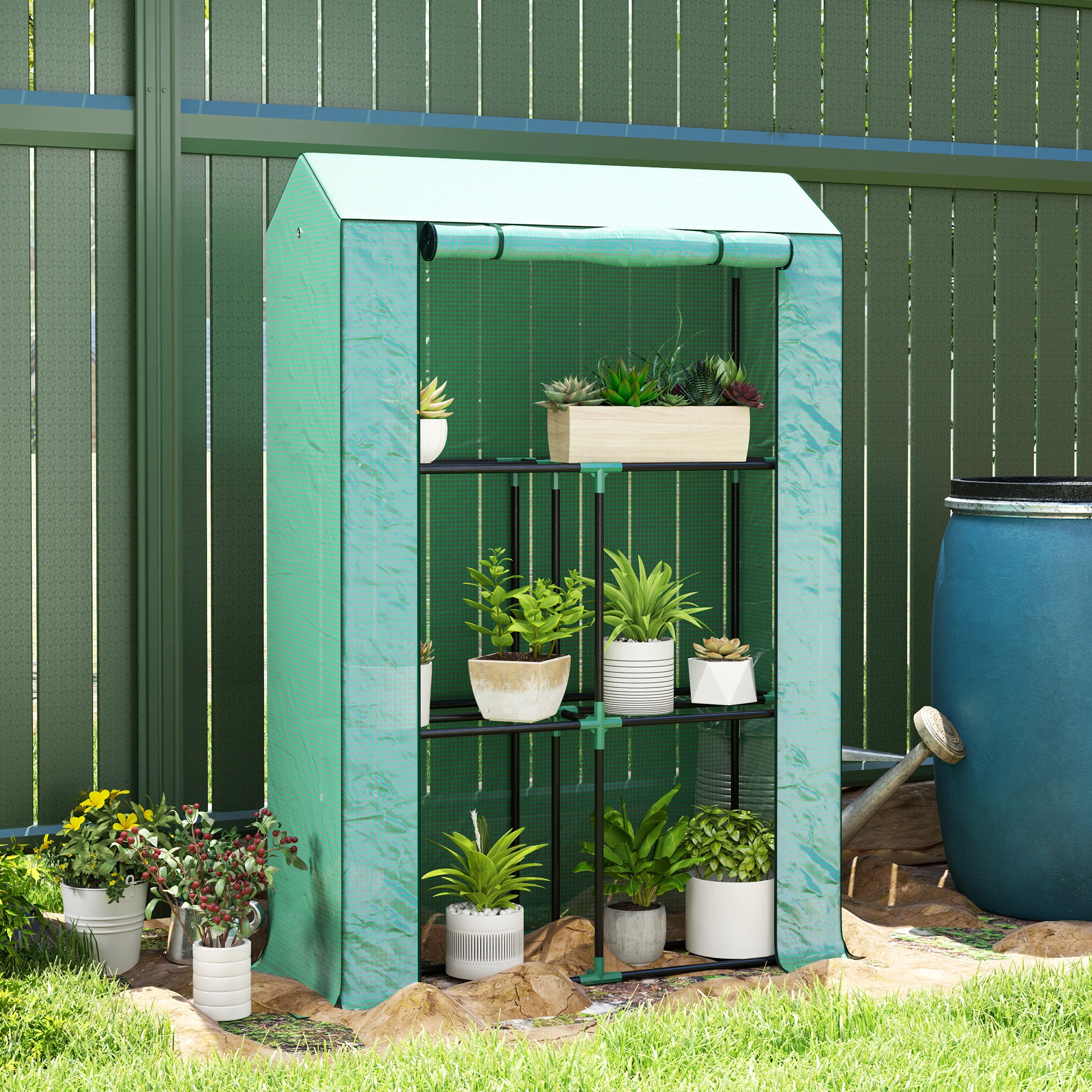 Portable Mini Walk-in Greenhouse, Garden Plant Growing Tent, Heavy Duty Green House with Zipper Door