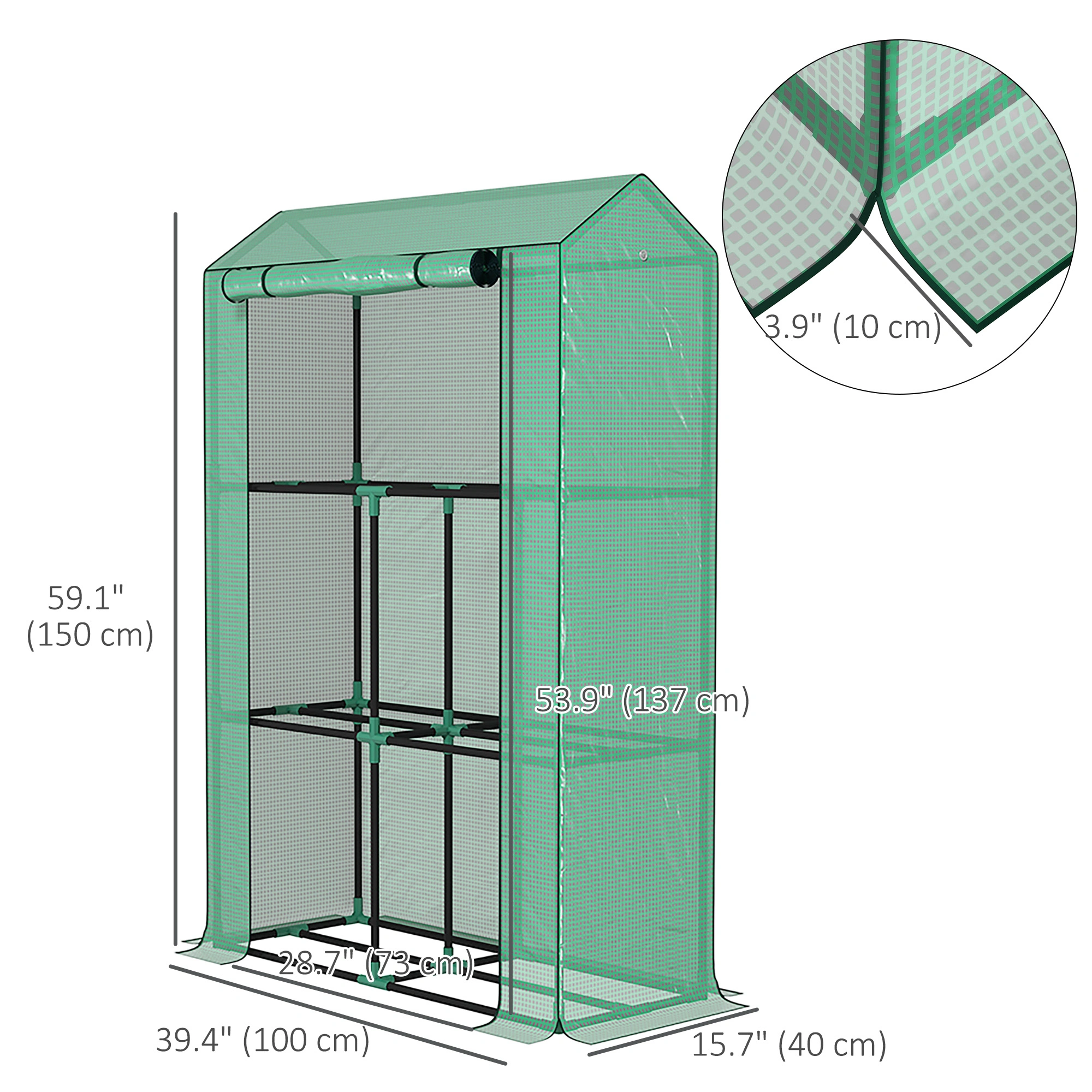 Portable Mini Walk-in Greenhouse, Garden Plant Growing Tent, Heavy Duty Green House with Zipper Door view 3