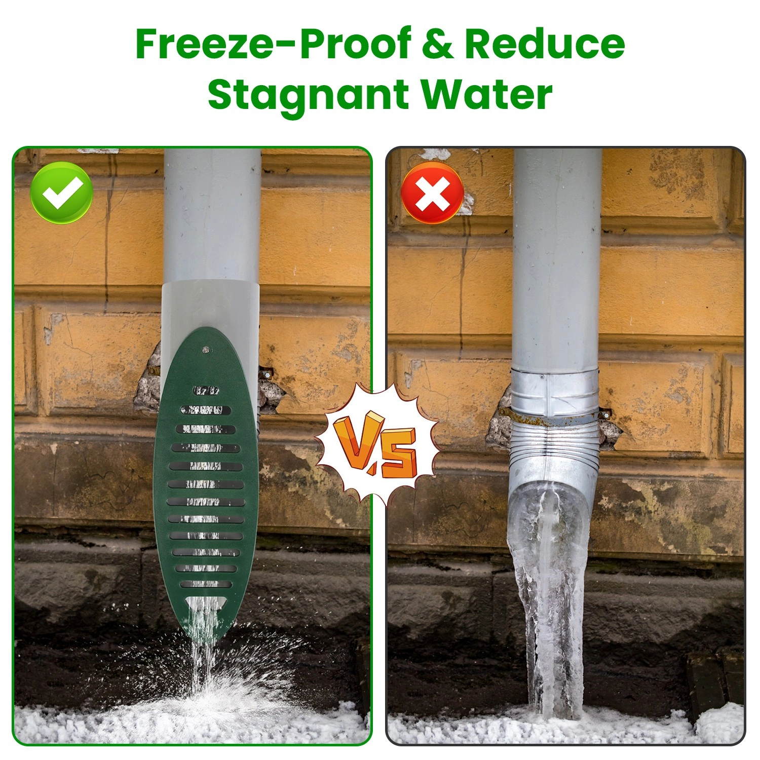 4 Inch Green Angled Yard Drainage Pipe with Sloped Grate, Yard Drain Emitter for Sump Pump Discharge & Downspout Extension, 4-Inch view 4
