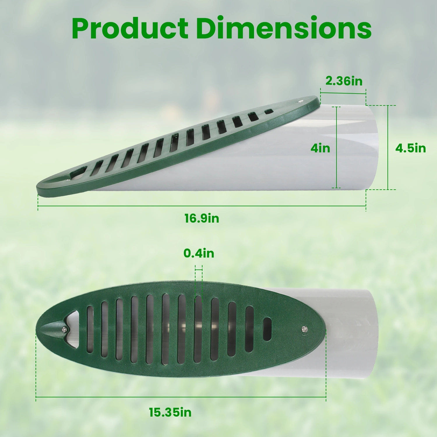 4 Inch Green Angled Yard Drainage Pipe with Sloped Grate, Yard Drain Emitter for Sump Pump Discharge & Downspout Extension, 4-Inch view 9