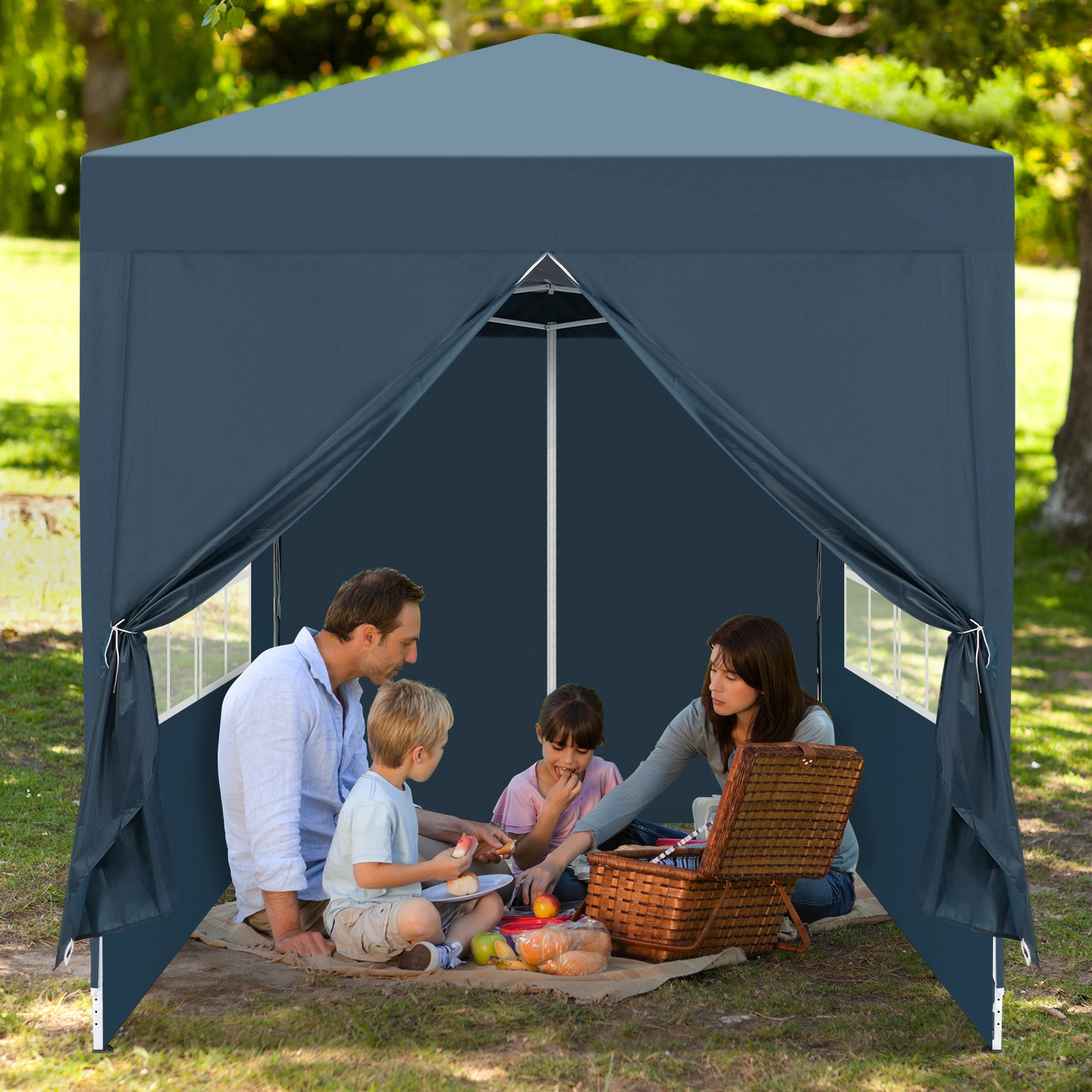 2 x 2m Two Doors & Two Windows Practical Waterproof Right-Angle Folding Tent Blue view 27