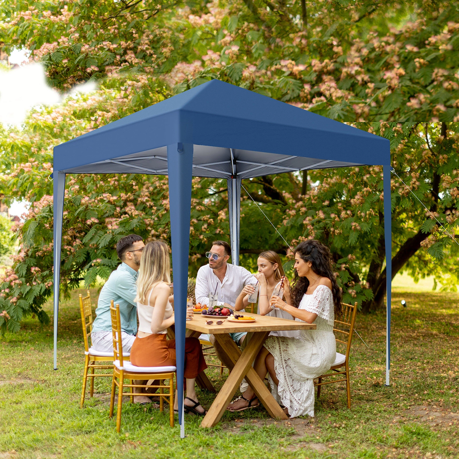 2 x 2m Two Doors & Two Windows Practical Waterproof Right-Angle Folding Tent Blue view 5