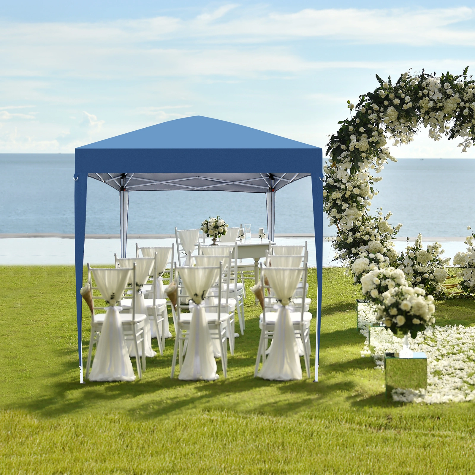 2 x 2m Two Doors & Two Windows Practical Waterproof Right-Angle Folding Tent Blue view 8