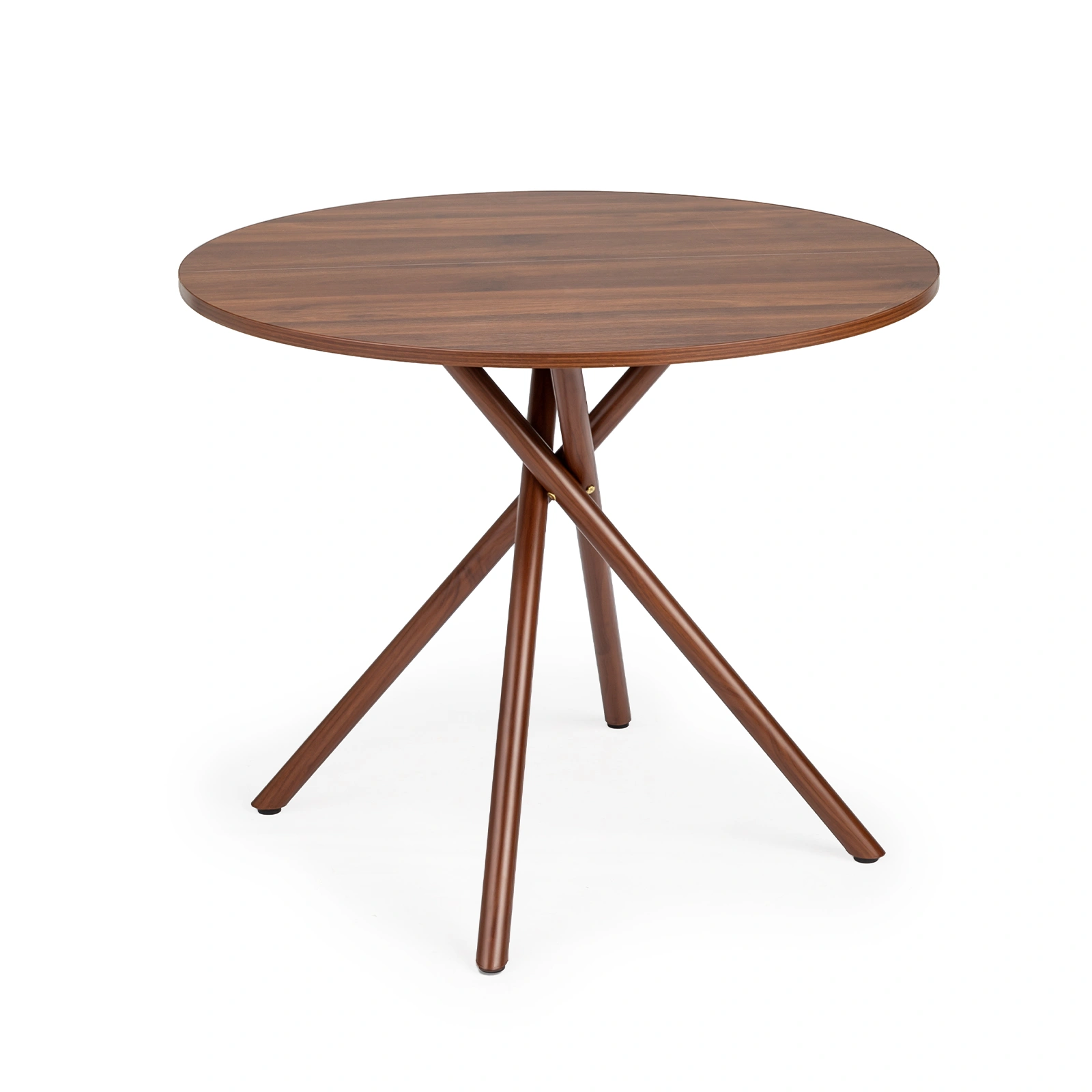 37.4 Inch Round Dining Table for 4-6 People, Cross X Metal Leg Kitchen Dinner Table with Adjustable Foot Pads, Easy Assembly Small Space Dining Room Table, Walnut