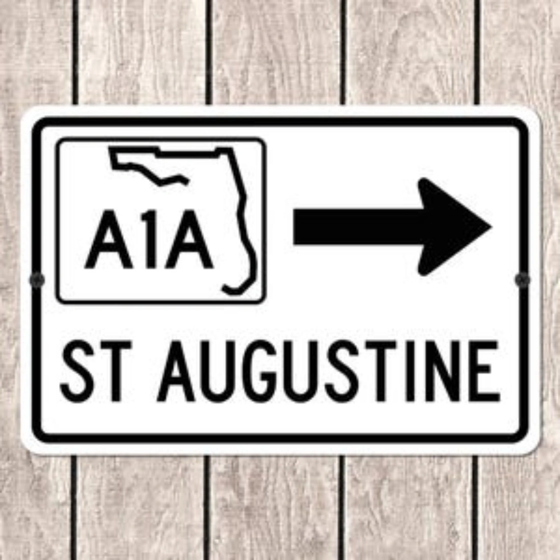 St Augustine Florida A1A Highway Metal Road Sign - Vintage Distressed Souvenir Wall view 5