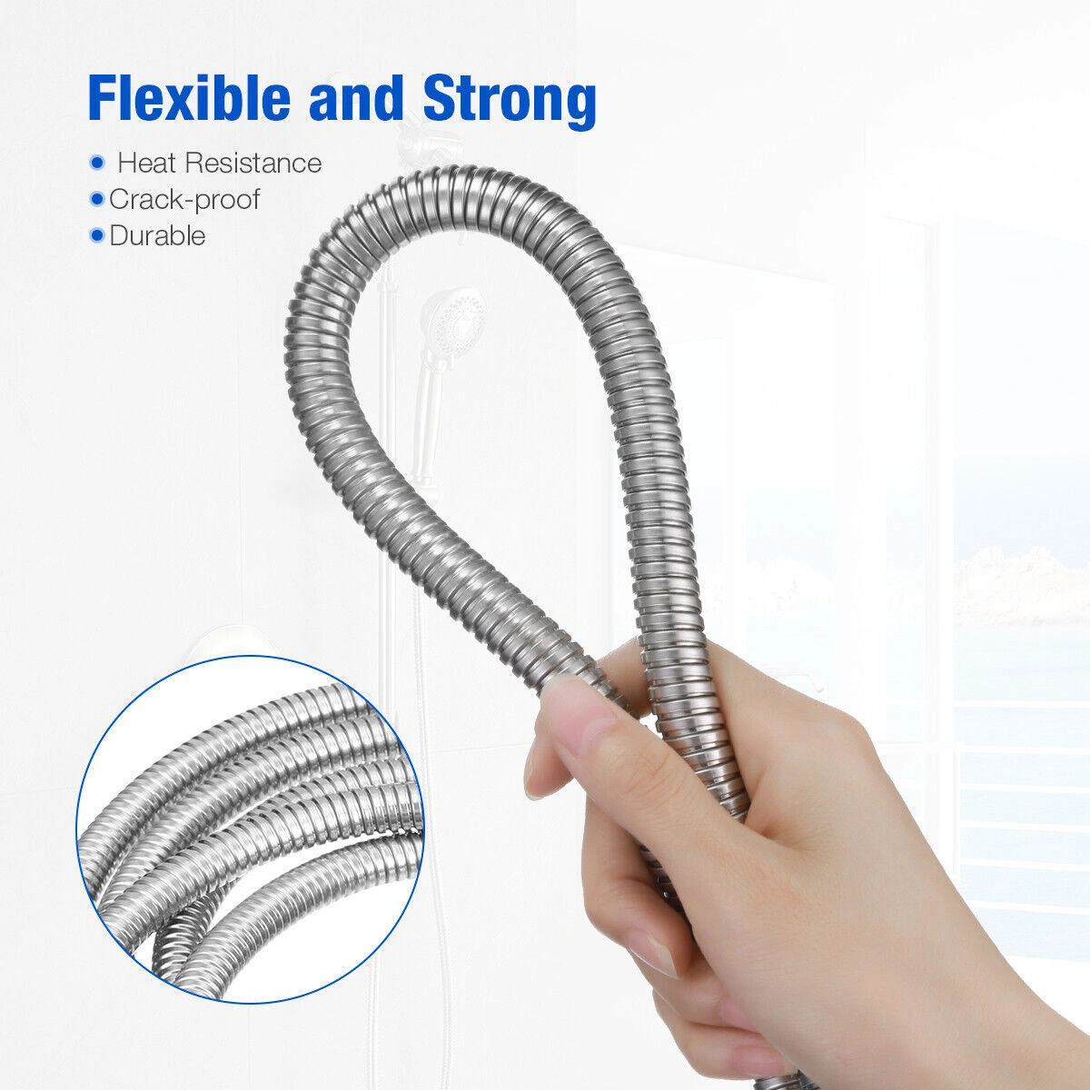 3m/118" Shower Head Hose, Handheld Flexible Braided Tube for Bathroom Shower, Shower Head Not Included view 5