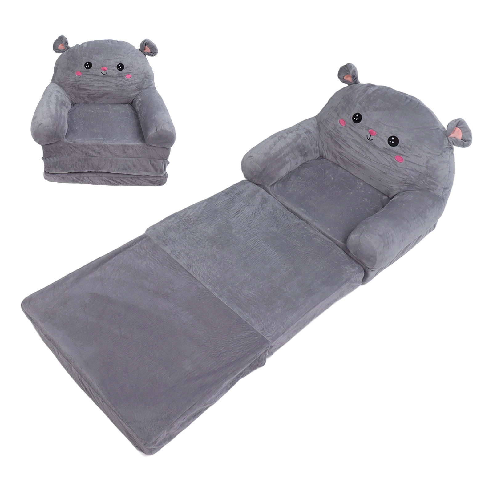 2 in 1 Cartoon Children Folding Sofa, Cloth & Sponge Fill, Ventilated Flip Open Seat for Baby Kids, 3 Layers view 4