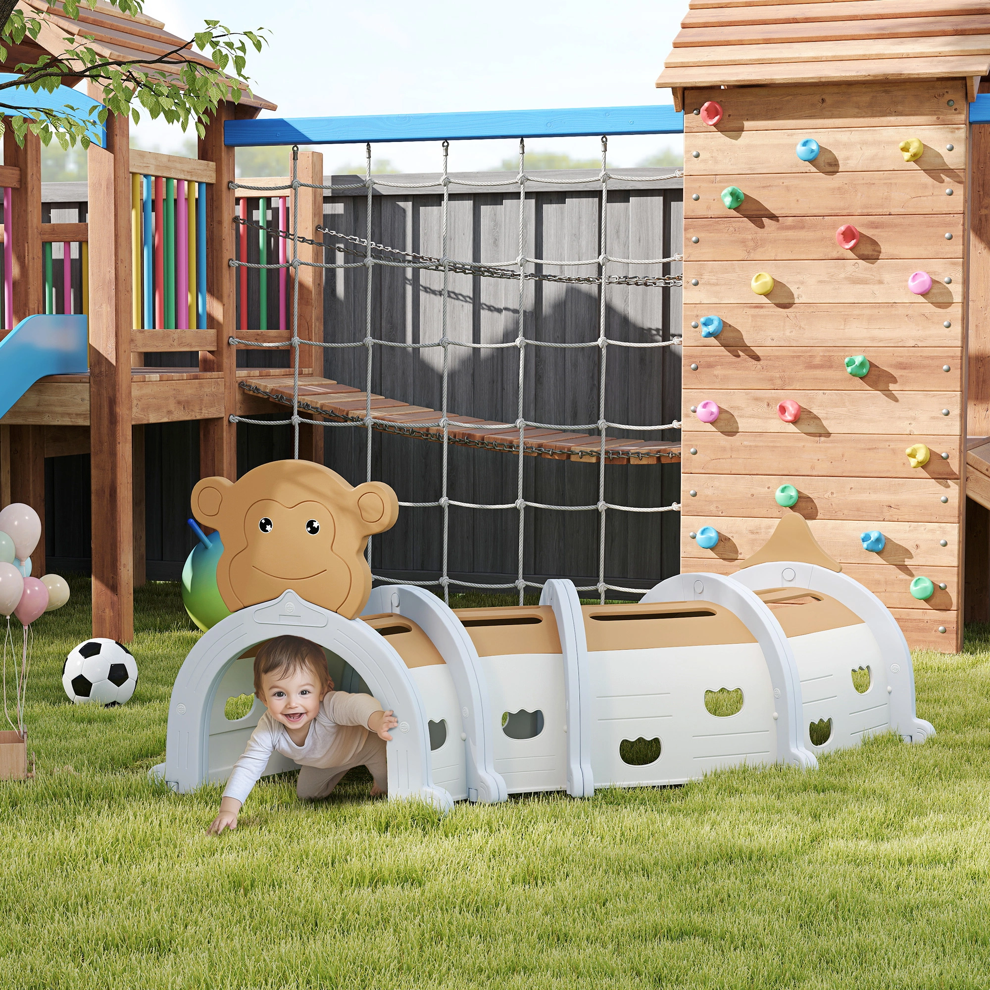 Indoor Toddler Climbing Toy Set, Children's Foam Soft Play Gym with Tunnel, arches & Blocks for Kids Ages 1-3